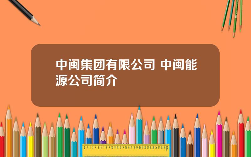 中闽集团有限公司 中闽能源公司简介